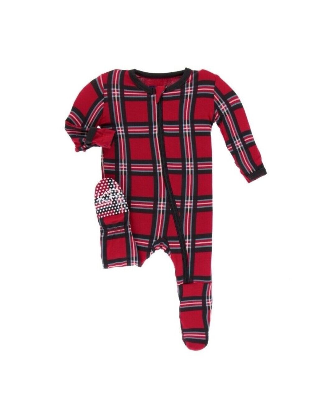 Kickee Pants Red Plaid Zipper Footed Boy Girls Toddler 18-24M Pajamas Pjs Bamboo